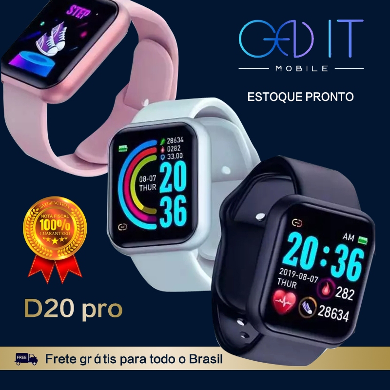 Smartwatch D20 Pró/ Coloca Foto na Tela Esportivo Bluetooth em Oferta na Shopee