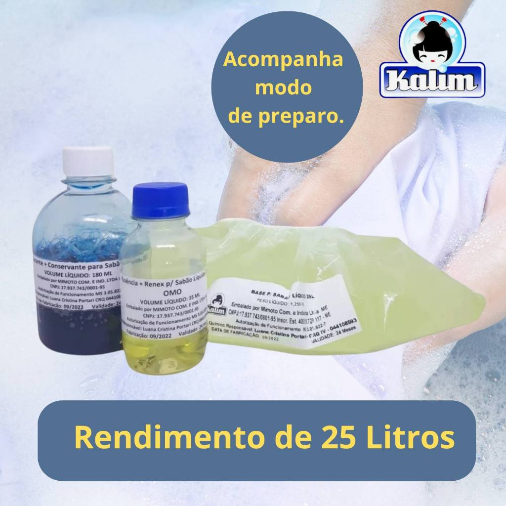 Base kit sabão líquido faz 25 litros lava-roupas FÁCIL DE FAZER!