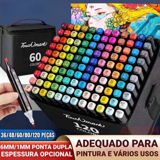 Caneta Marcadora 24/36/48/60/80/100/120/168 Ponta Dupla Conjunto de canetas colorida marker em Oferta na Shopee