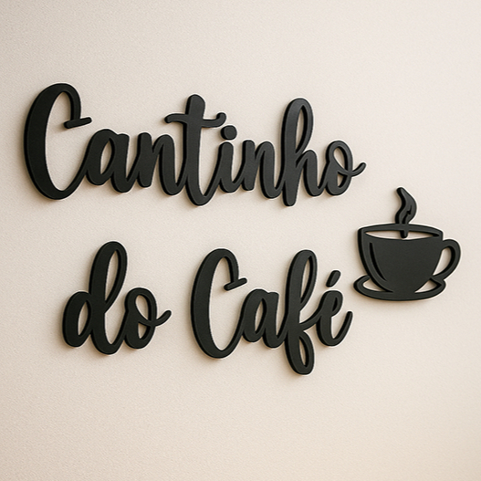Letreiro Decorativo Cantinho do Café em Acrílico Preto Dourado Xícara Sala Cozinha em Oferta na Shopee