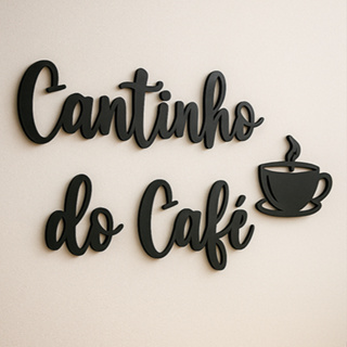 Letreiro Decorativo Cantinho do Café em Acrílico Preto Dourado Xícara Sala Cozinha em Oferta na Shopee