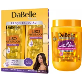 Kit Dabelle Liso Arrasador Shampoo Condicionador e Mascara 800 g em Oferta na Shopee