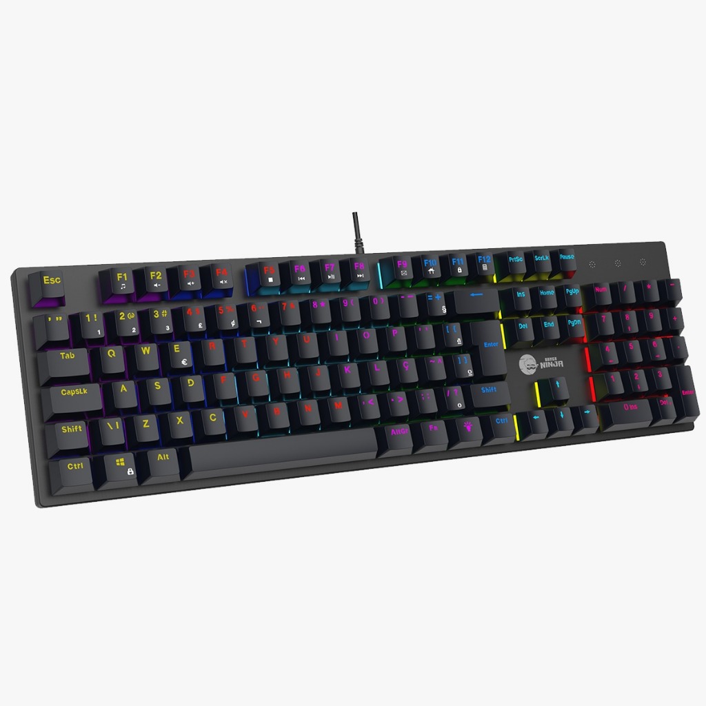 Teclado Mecânico Gamer Ninja Leap Switch Blue Rainbow ABNT2 PRETO