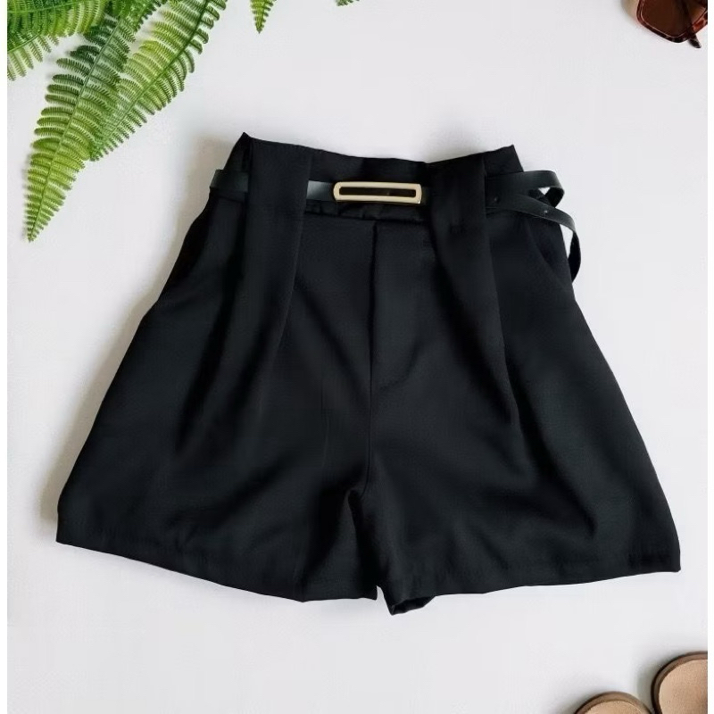 Short Alfaiataria Feminino Cintura Alta Com Cinto Social Promoção