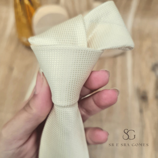 Gravata Champanhe Tecido Trabalhado Quadradinho em Oferta na Shopee