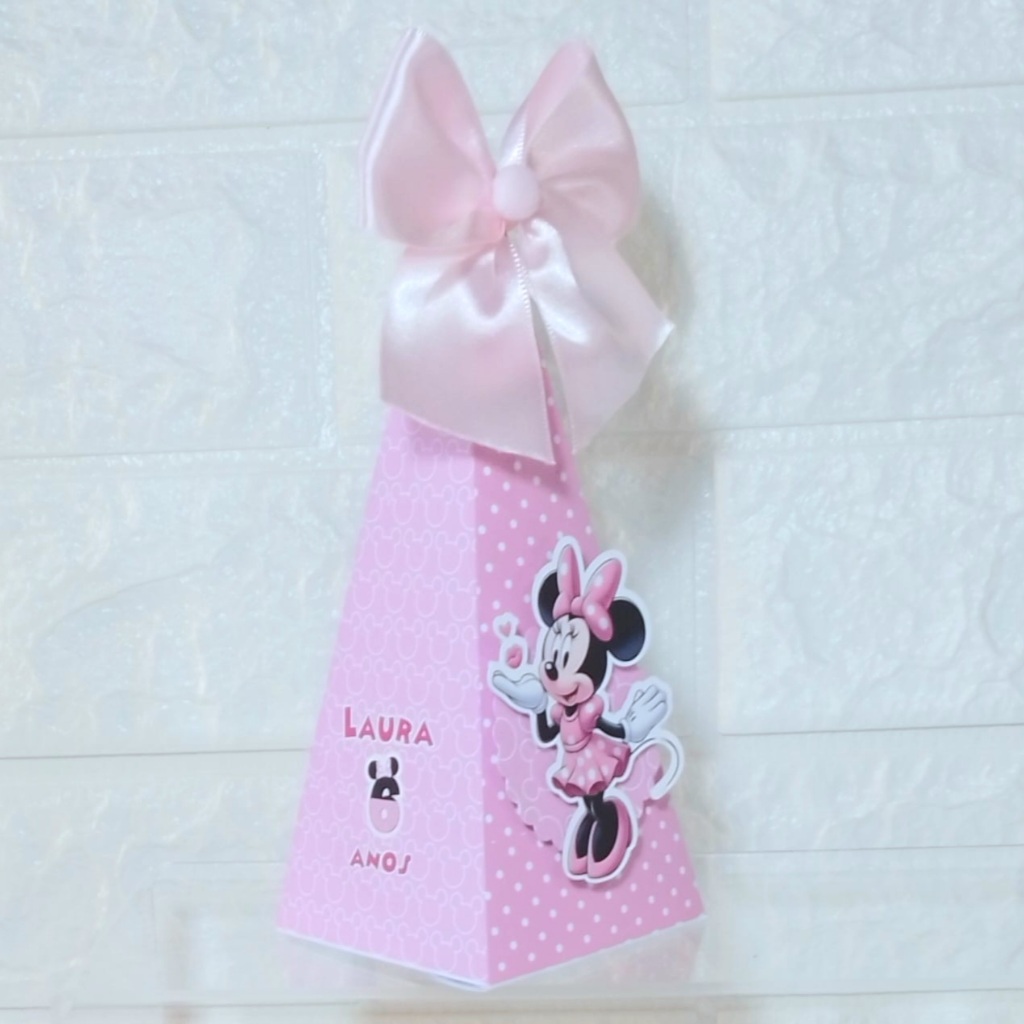 Caixa Pirâmide Ratinha rosa Semi-montada-Caixa personalizada-Lembrancinha personalizada-Lembrancinha de aniversário-