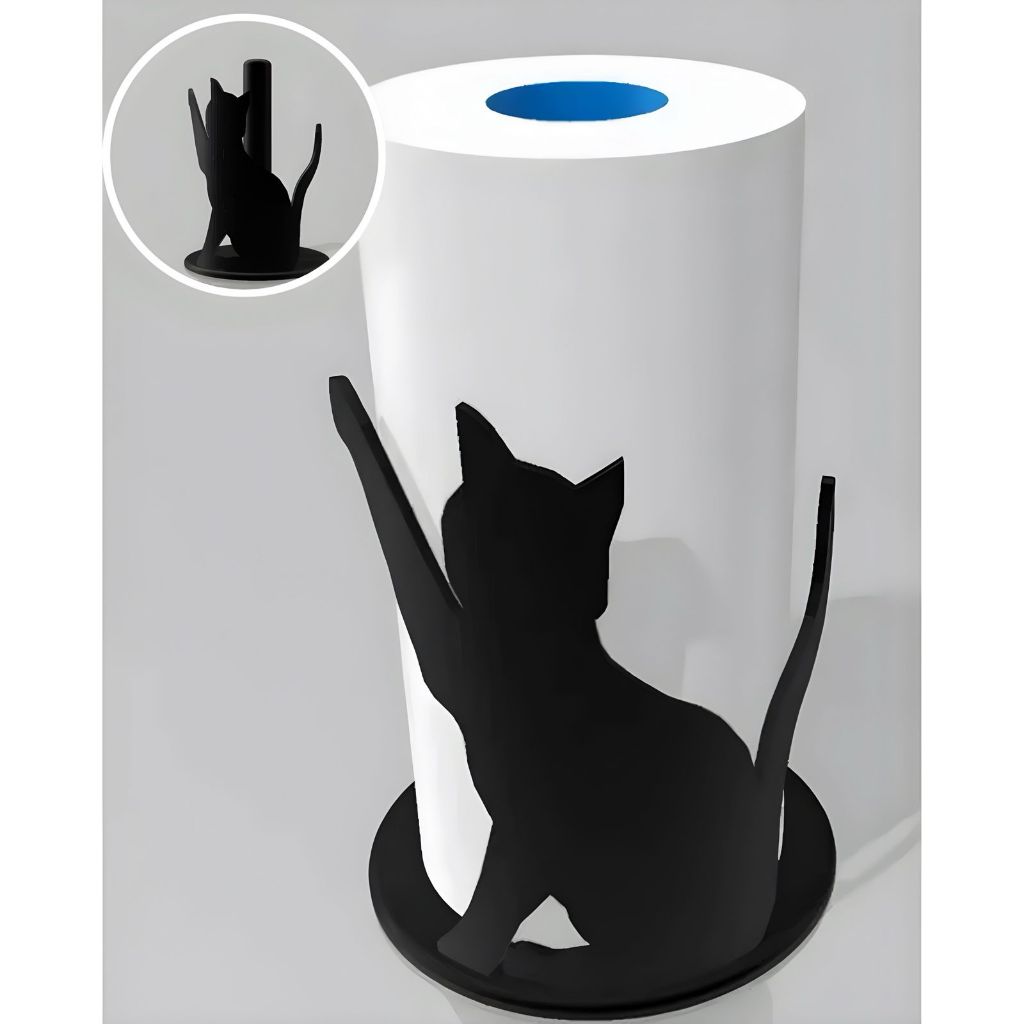 Porta Papel Toalha GATO FOFO Cozinha Suporte Decorativo Mesa Bichinho Organizador Design Moderno