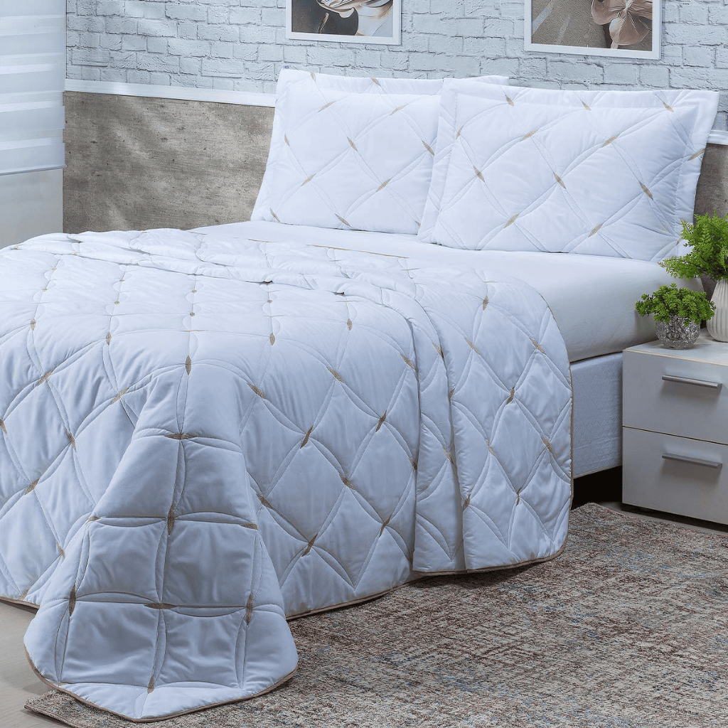 Cobre Leito Unique  Kit 3 Peças Pecal 200 Fios Solteiro Casal Queen King