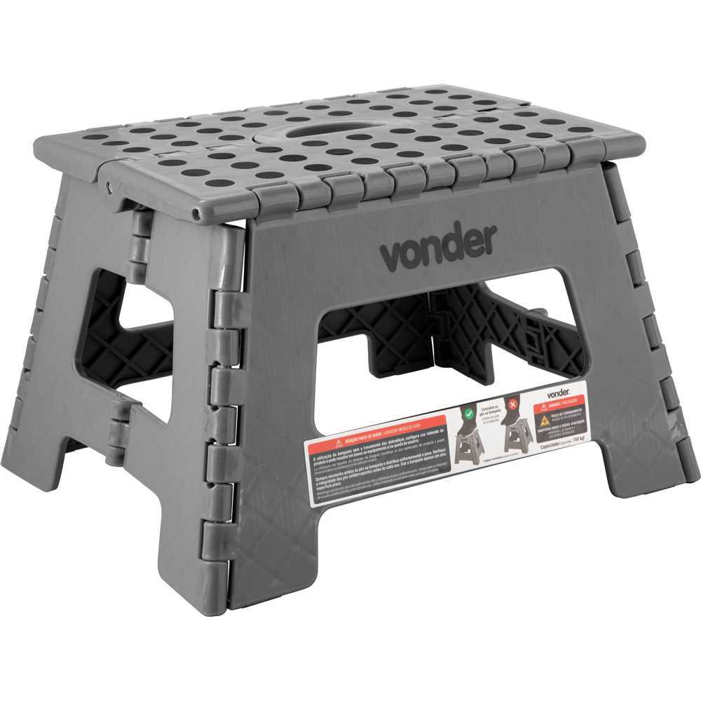 Banqueta Plástica Dobrável Cinza 220mm Vonder em Oferta na Shopee