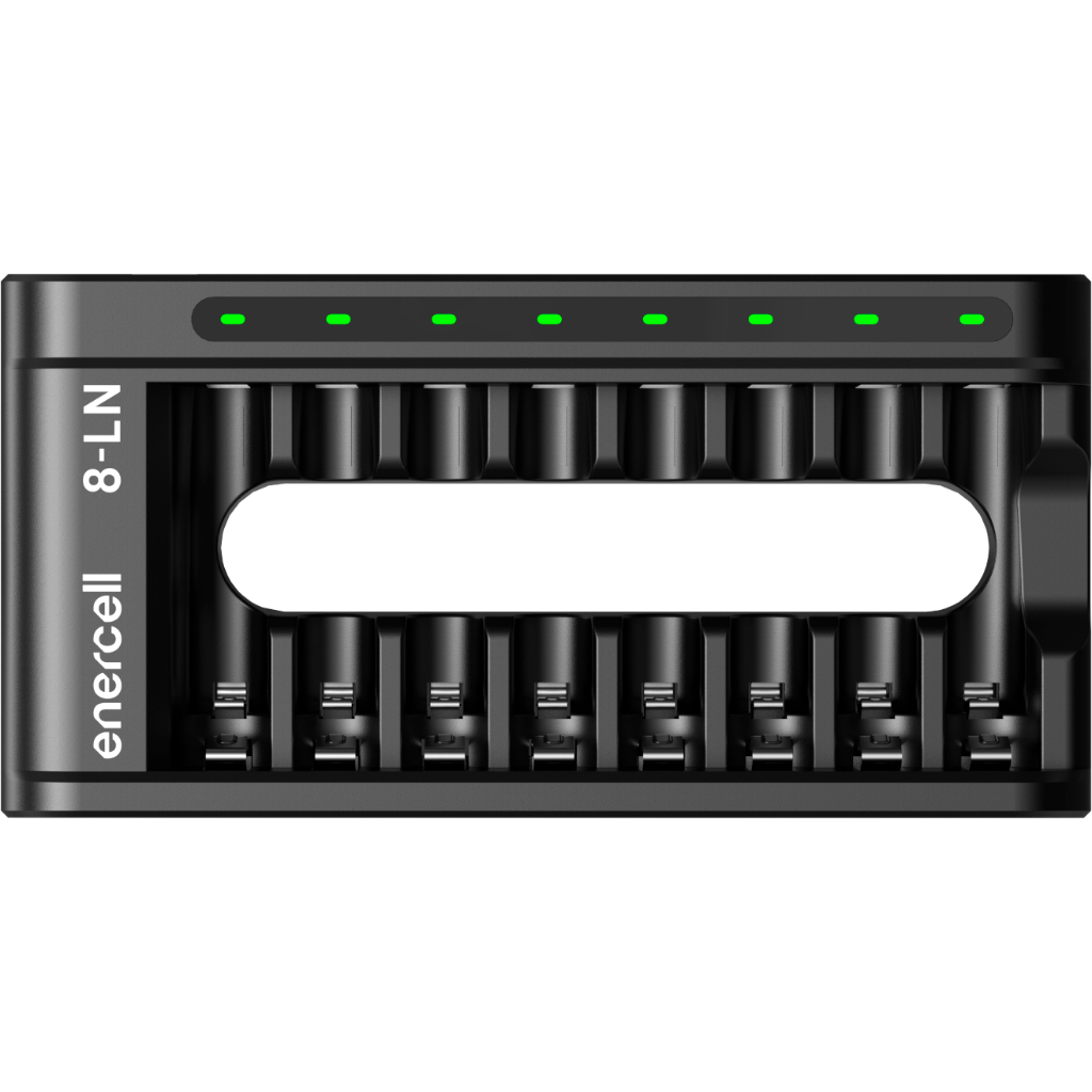 Carregador USB da Enercell Rápido e inteligente para 8 pilhas AA/AAA, modelo 8-LN