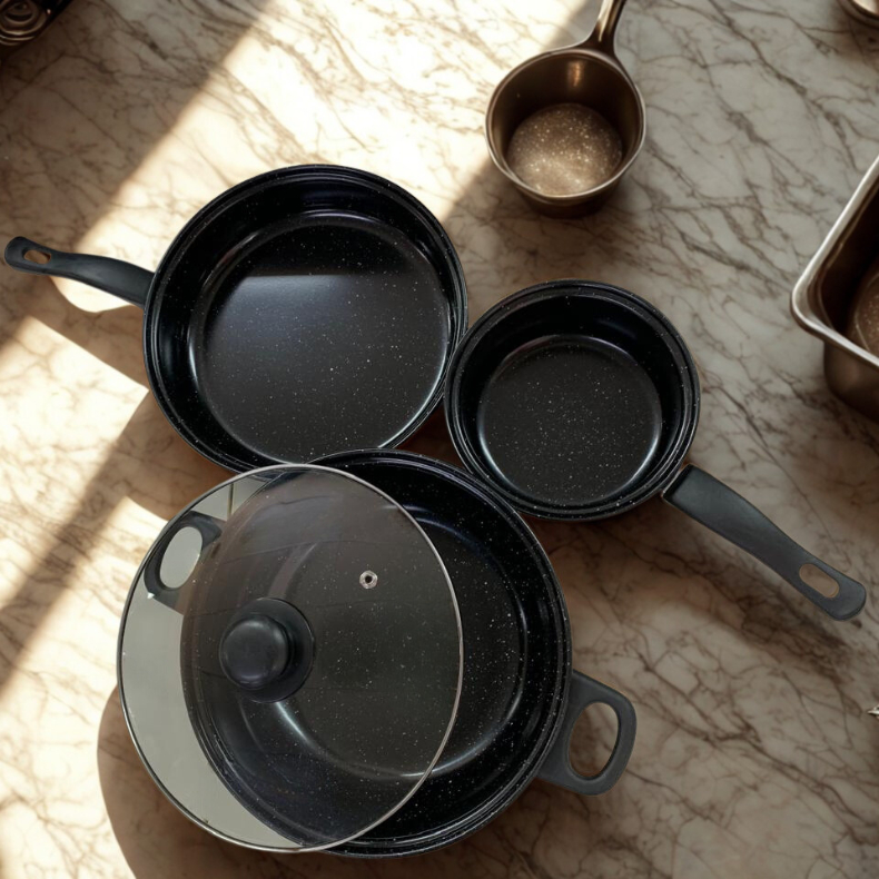 Conjunto De Panelas Antiaderente Para Uso Doméstico, Incluindo Frigideira, Panela De Sopa E Panela Plana 10 Peças