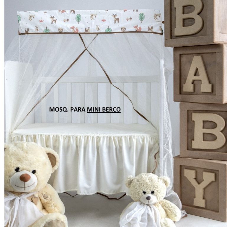 MOSQUITEIRO CORTINADO PARA ******** *MINI BERÇO******** RAPOSINHA BEGE 0,94 LARGURA x 1,50 ALTURA
