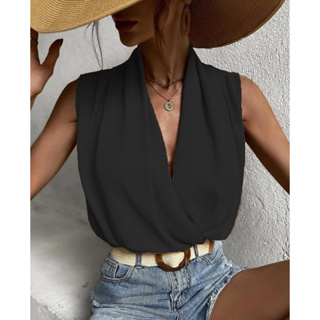 Blusa Feminina Regata Decote Social Babado Soltinha em Oferta na Shopee