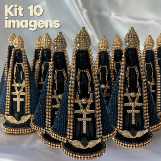 10 Imagens de Nossa Senhora Aparecida Azul com Strass Lembranca Casamento Batizado– 15cm