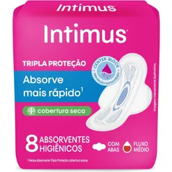 Absorvente Intimus Tripla Proteção Seca com Abas Fluxo Médio 8 Unidades