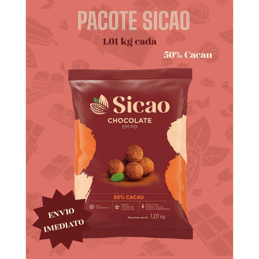Pacote Chocolate Em Pó 50% Cacau Sicao 1,01kg