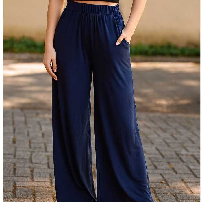 Calça Pantalona em viscolycra confortável com bolso lateral e cós com elástico em Oferta na Shopee
