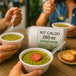 Kit Caldo - Cuia 200ml Com Colher de Refeição Descartável Isopor Térmico Sopa Sorvete Açaí 50 100 Un em Oferta na Shopee