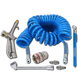 Kit Mangueira Espiral 15m Calibrador, Bico Ar / Encher Pneu em Oferta na Shopee
