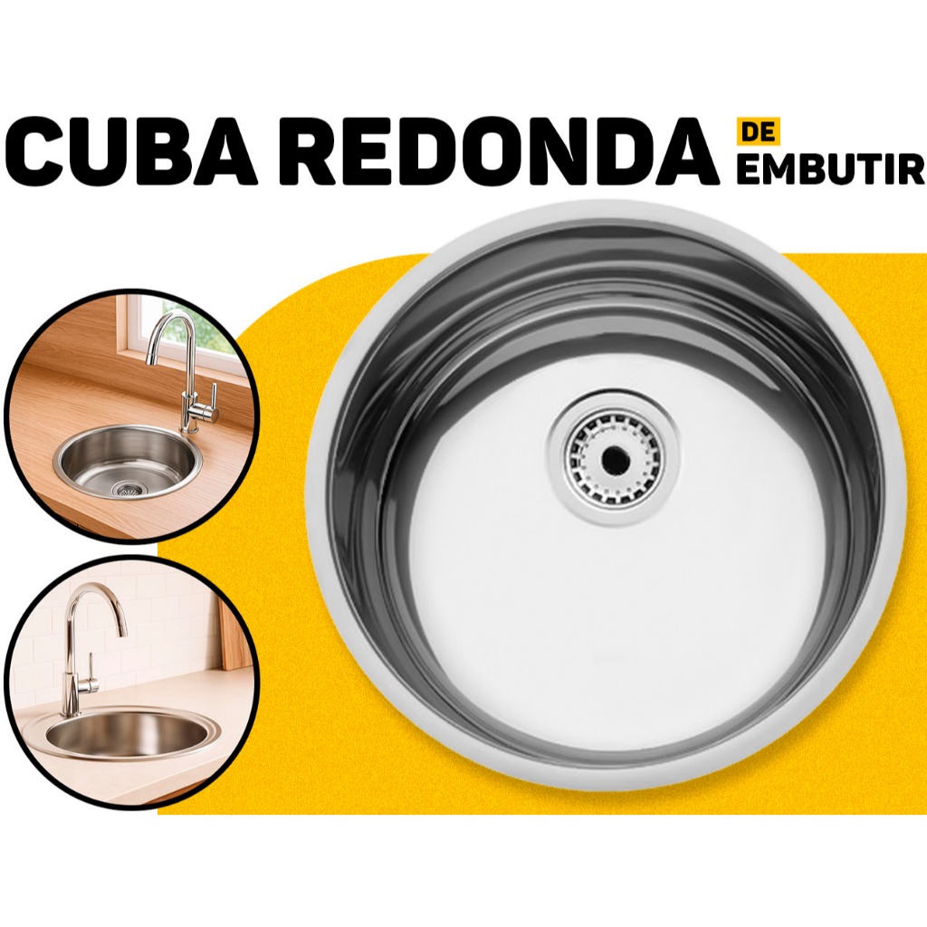 Cuba Embutir Redonda 30x14cm Aço Inox Para Cozinha Lavabo Acabamento Natural Tramontina Original