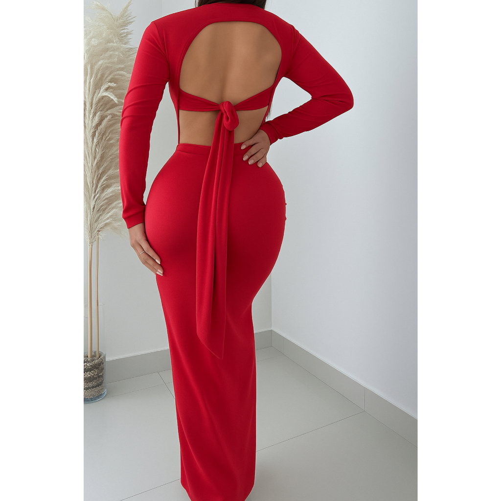 Vestido Longo Rafaela Costa Nua e Fenda Lateral Suplex Premium ( Rafaela )