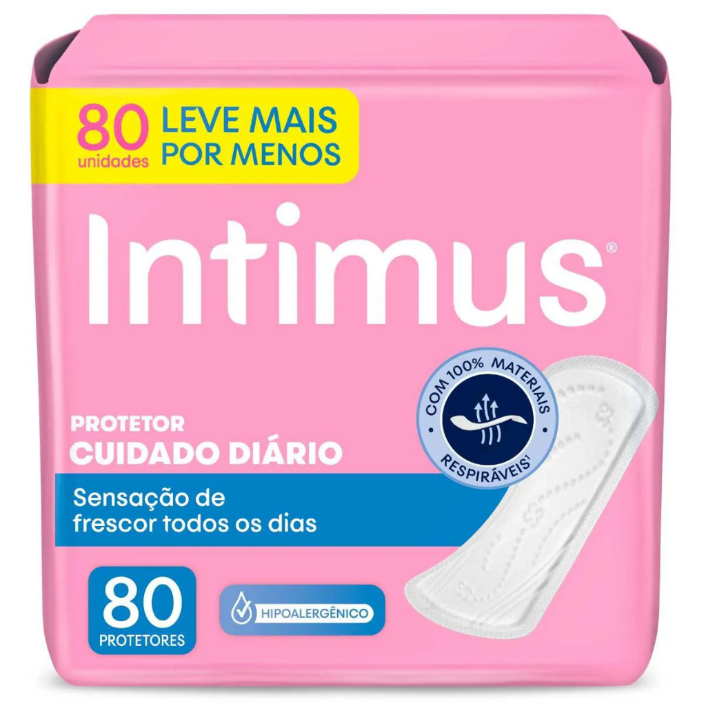 Protetor Diário Intimus Cuidado Diário Sem Abas Sem Perfume Leve 80 Pague 70 Unidades em Oferta na Shopee