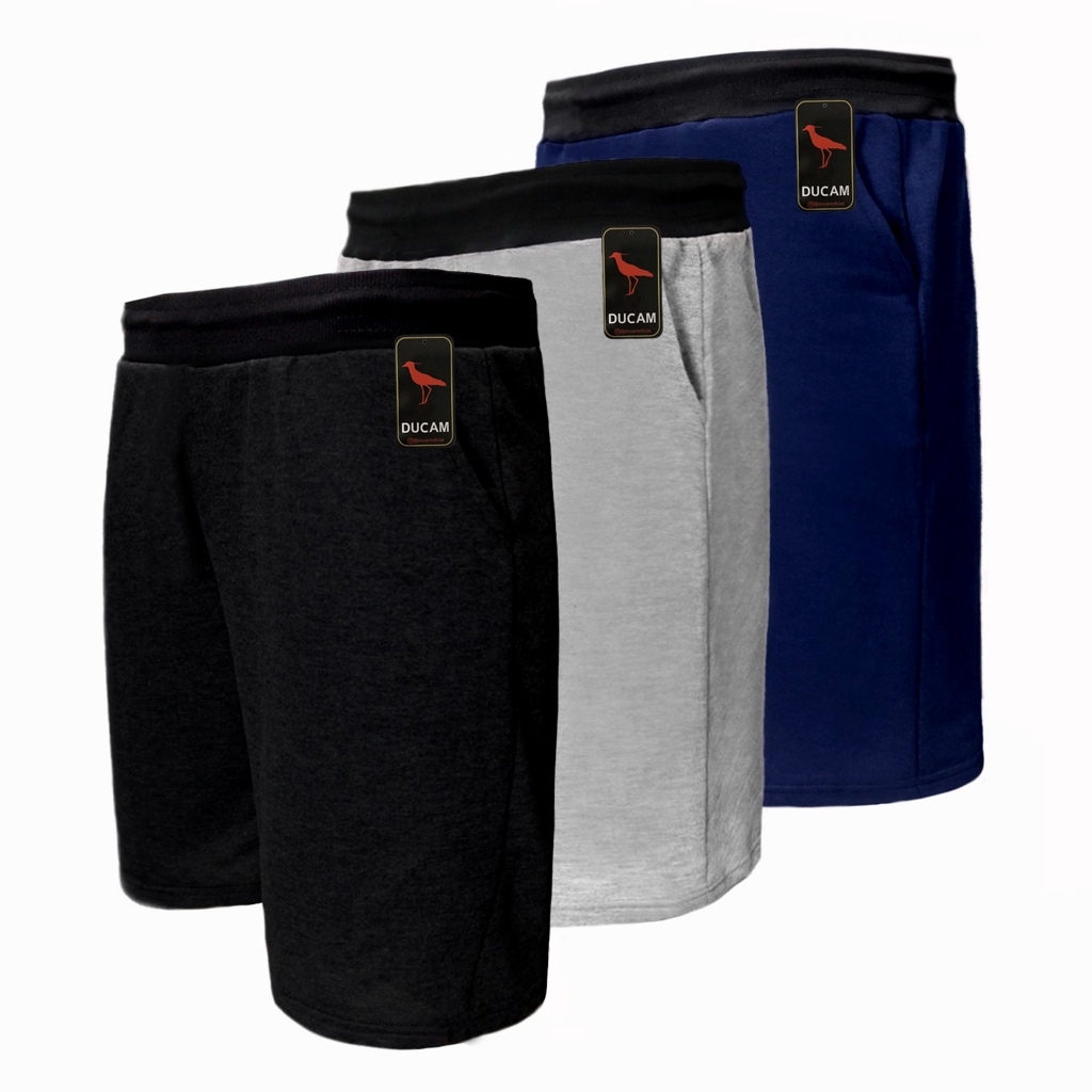 Kit 3 Bermudas Moletom Masculinas Algodão Treino Academia Algodão - Men Clothes
