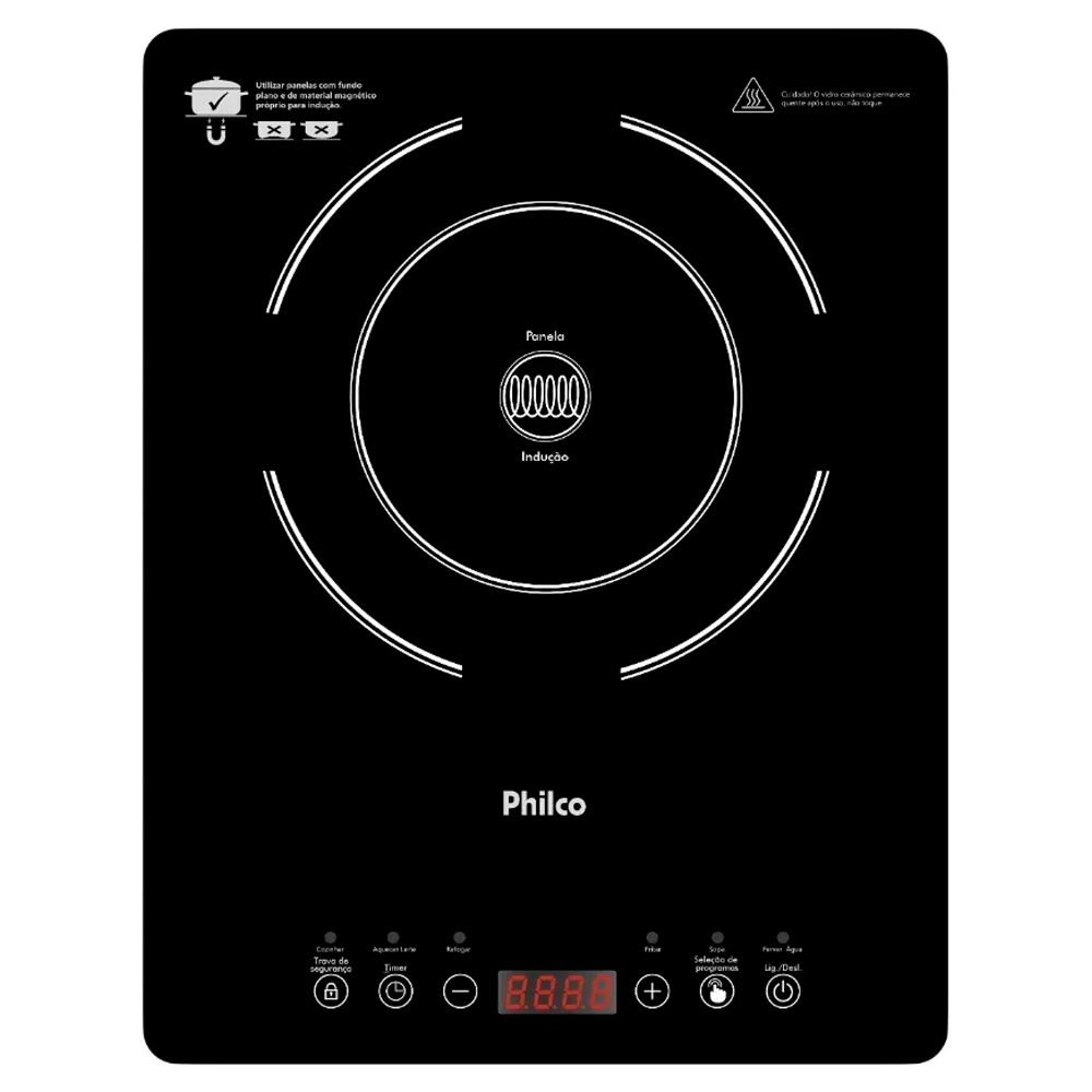 Fogão Cooktop De Indução Philco Touch 1 Boca Preto Portátil