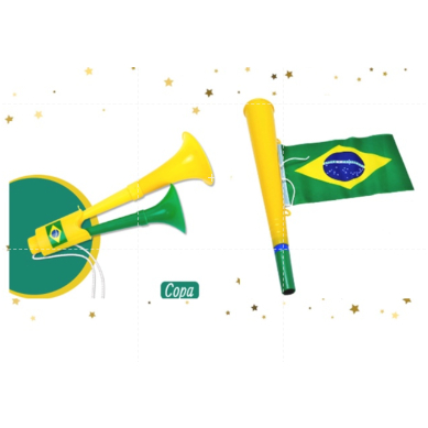 Kit 5 Corneta Brasil Bandeira Vuvuzela Copa Do Mundo /Corneta Dupla Verde e Amarela Copa 2026