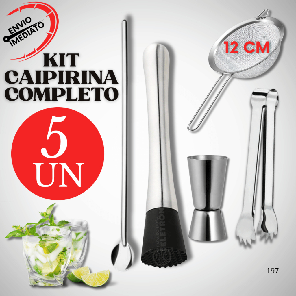 Kit Bar Profissional Inox Completo Dosador Socader Bedida Peneira Bailarina Pegador Bartenders em Oferta na Shopee