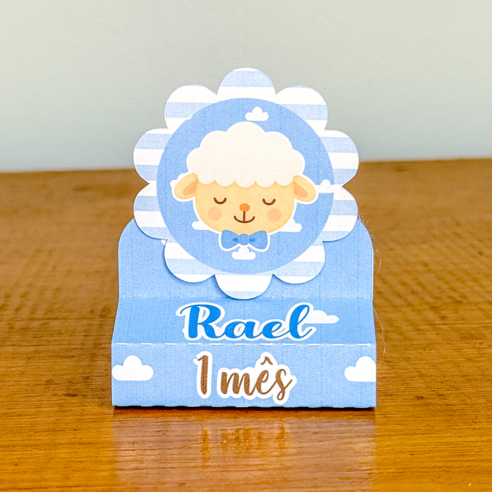 Kit 20 Porta Bis Ovelhinha Azul Personalizado Lembrancinhas festa infantil Caixinhas