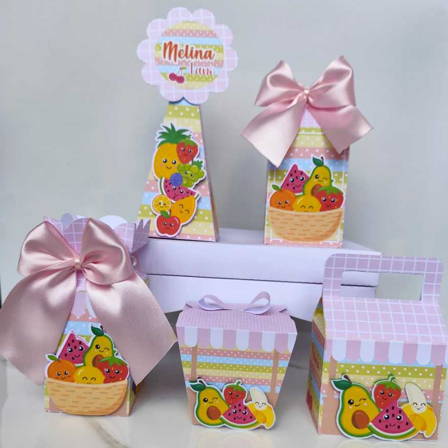 Kit Festa Personalizado Quitandinha - Frutinhas - Caixas Personalizadas - Lembrancinhas Aniversario - PEQUE E MONTE.