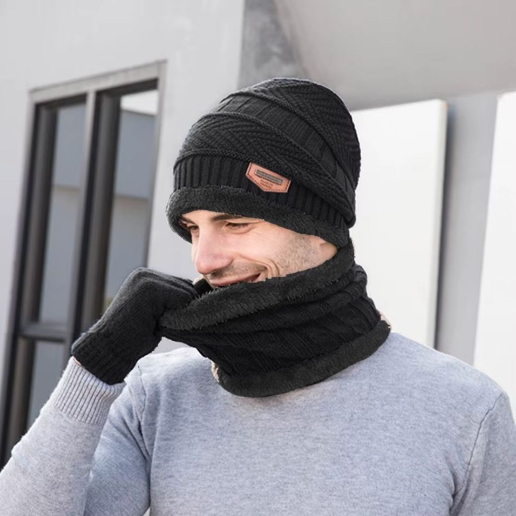 Kit Touca Gorro Conjunto Peluciada Cachecol Protetor Pescoço Inverno