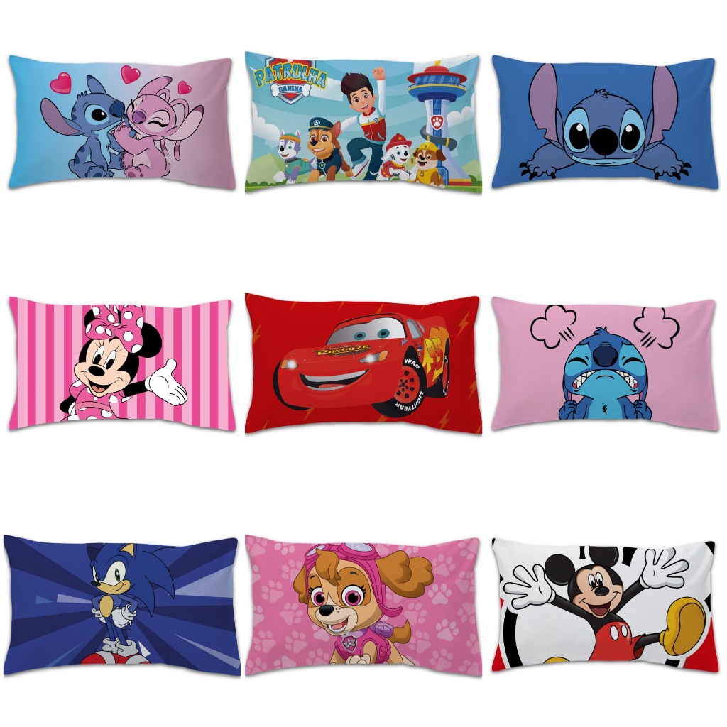 Fronha Infantil Temática De Personagens para Crianças Vários Modelos em Oferta na Shopee