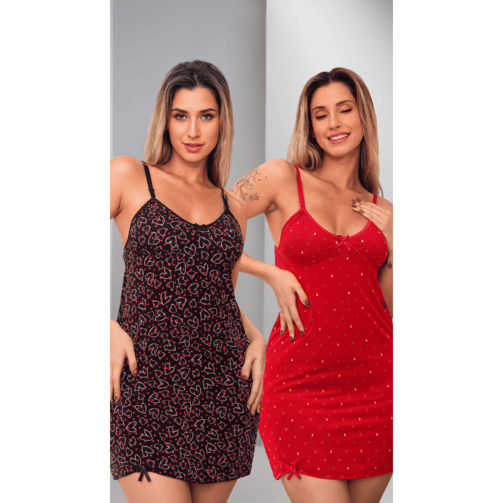 Kit 5 Camisola Liganete Estampada sem Bojo com Alças Reguláveis Confortável