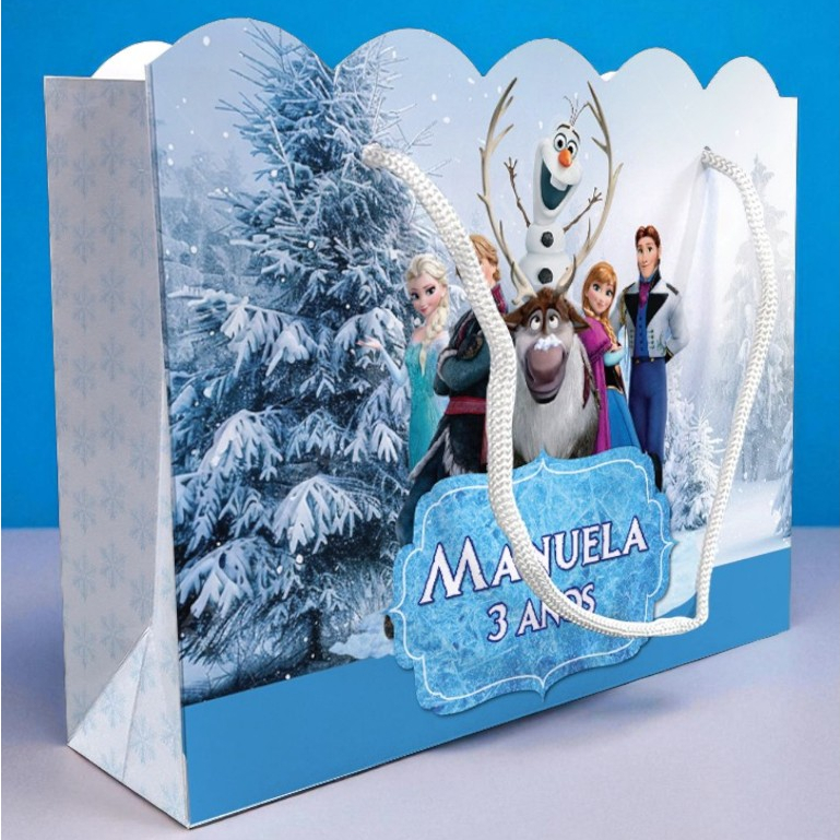 10 Sacolinhas Ondulada Personalizadas Kit Festa Frozen Azul (20x15x5,5cm) Lembrancinha Frozen em Oferta na Shopee