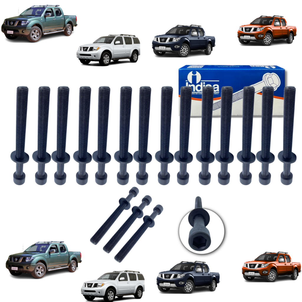 kit com 18 Unidades de Parafuso Cabeçote Para Nissan Frontier 2.5 e Nissan Pathfinder 2.5 2005 2006 2007 2008