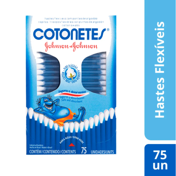 Hastes Flexíveis Cotonetes Johnson & Johnson com 75 unidades em Oferta na Shopee