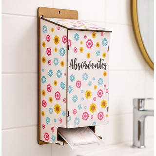 Porta Absorventes Banheiro Organizador Parede Dispenser Organizador Casa Madeira Mdf Higi…