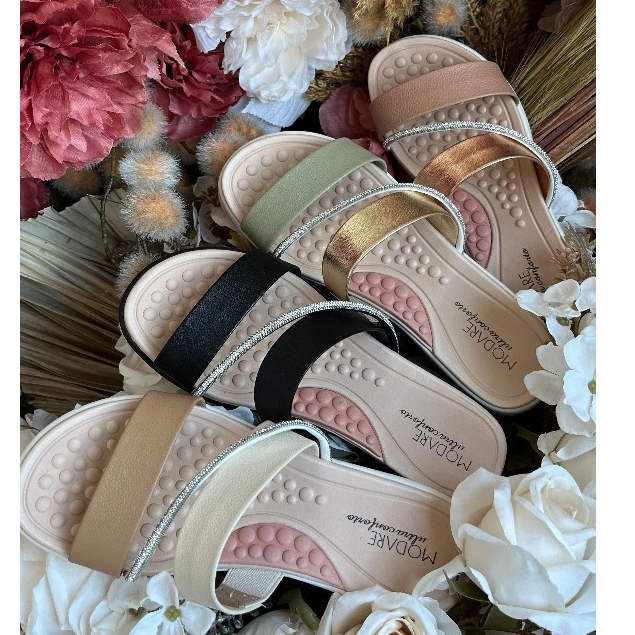 Sandalia Modare Original Conforto Rasteira Ortopedica Fascite Plantar Esporao Chinelo Rasteira em Oferta na Shopee