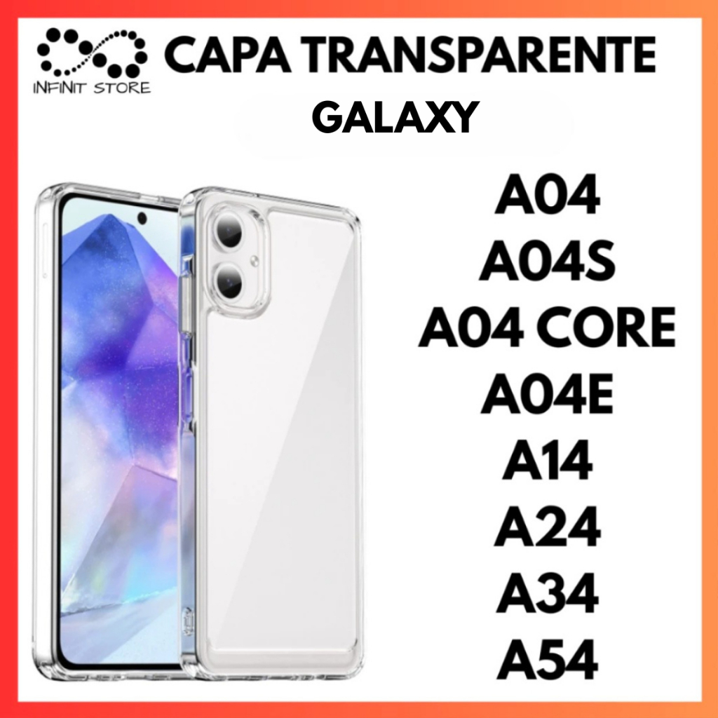 Capa Transparente TPU Anti Shock Para Samsung A04 A04S A04 CORE A04E A14 A24 A34 A54