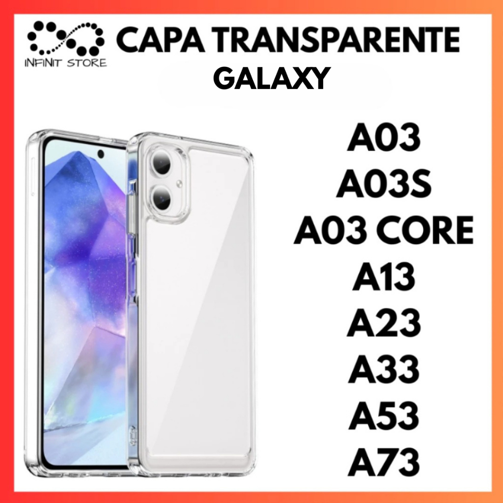 Capa Transparente TPU Anti Shock Para Samsung A03 A03S A03S CORE A13 A23 A33 A53 A73