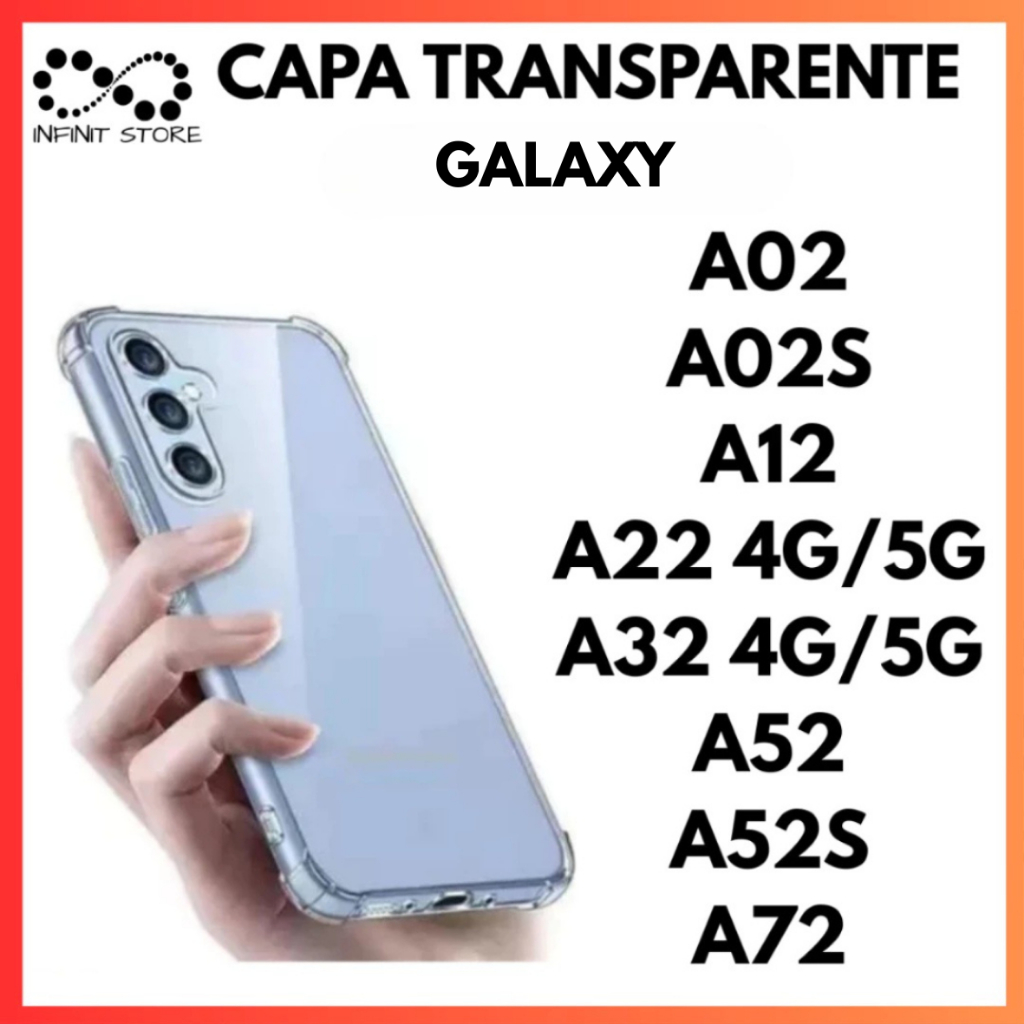 Capa Transparente TPU Anti Shock Para Samsung A02 A02S A12 A22 4G/5G A32 4G/5G A52 A52S A72