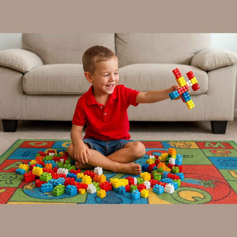 Blocos de Montar Infantil 256 Peças Educativo Didático Brinquedo Criativo Coordenação Motora Encaixe Fácil Colorido