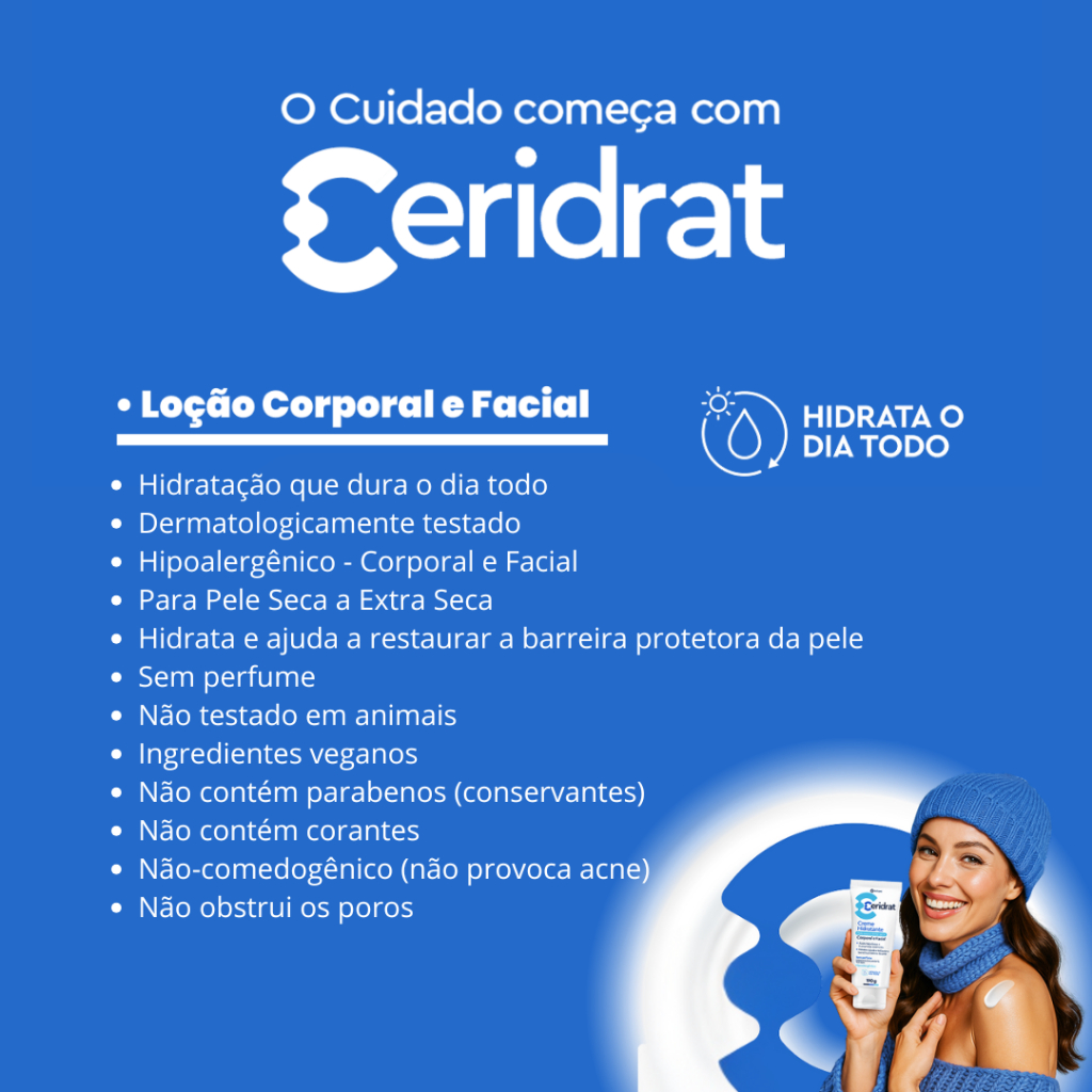 Detalhes do Ceridrat Loção Hidratante Facial E Corporal Pele Seca 190ml Massime - Acido Hialuronico + Ceramidas