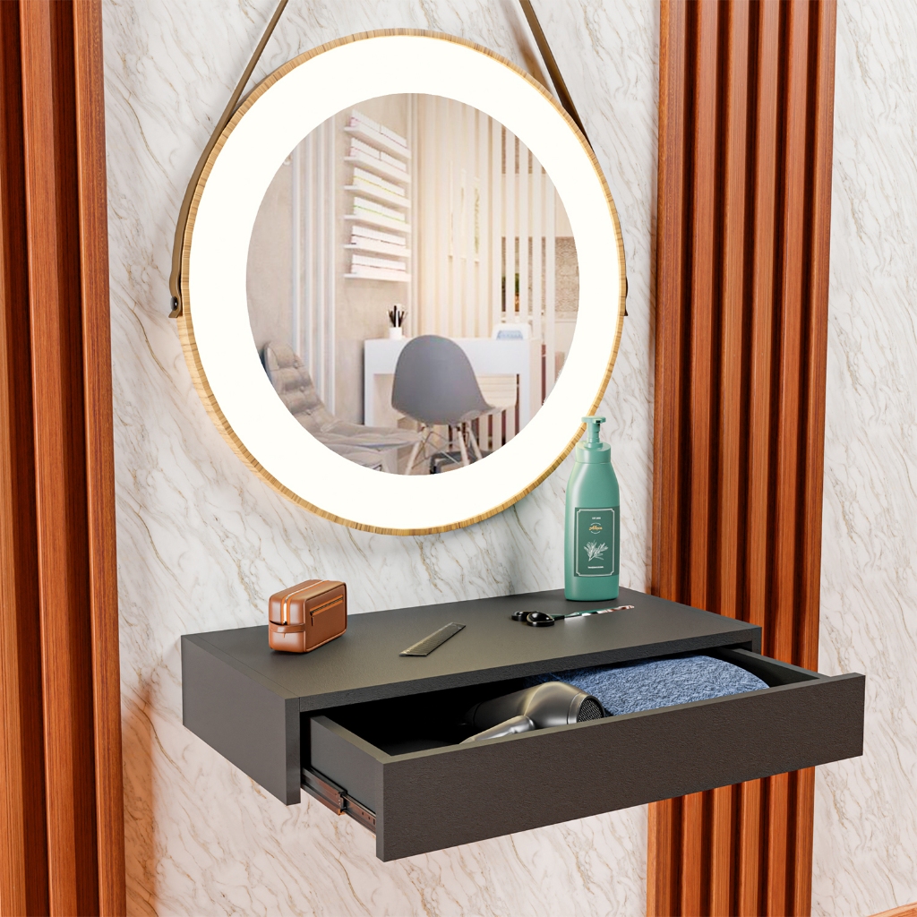 Mesa Suspensa Aparador Com Gaveta Penteadeira 60/50/40cm em Mdf Resistente 15mm em Oferta na Shopee