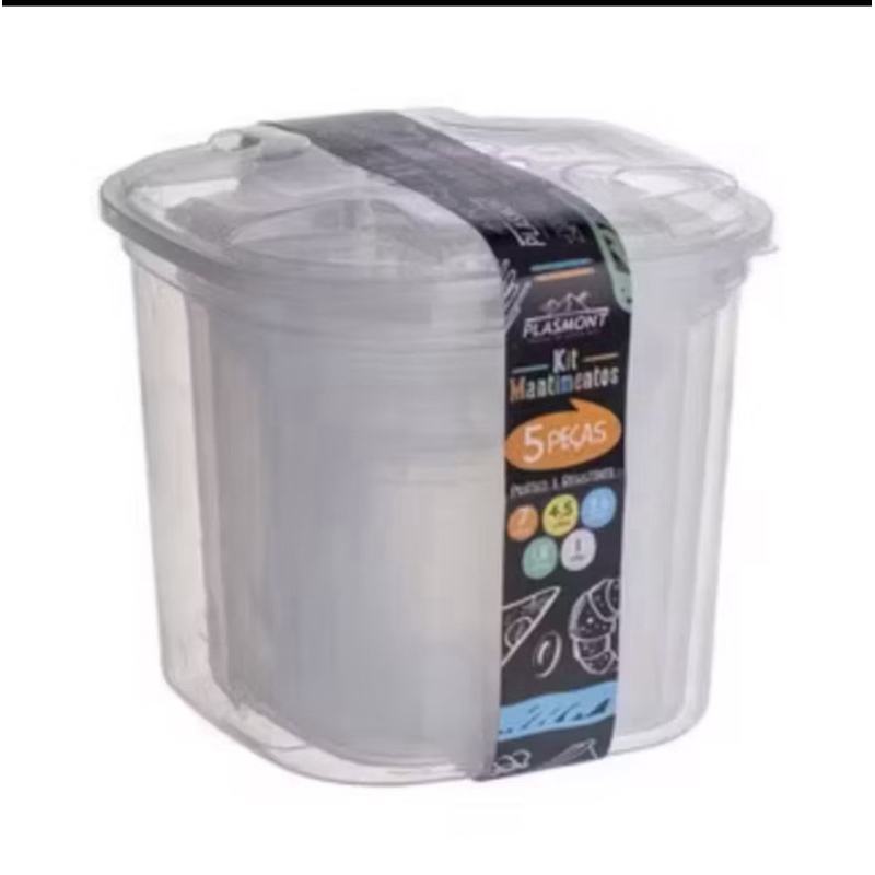 Potes Mantimentos com 5 Peças kit Mantimento Transparente