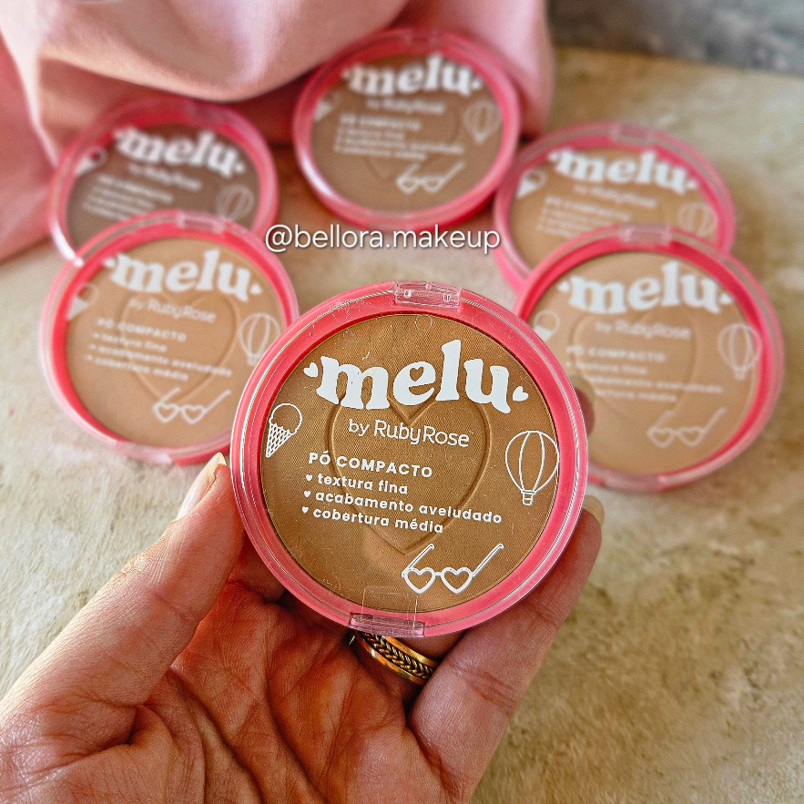 Pó Facial Compacto Melu by Ruby Rose – Acabamento Aveludado | Cobertura Média | Tons Variados | 10g