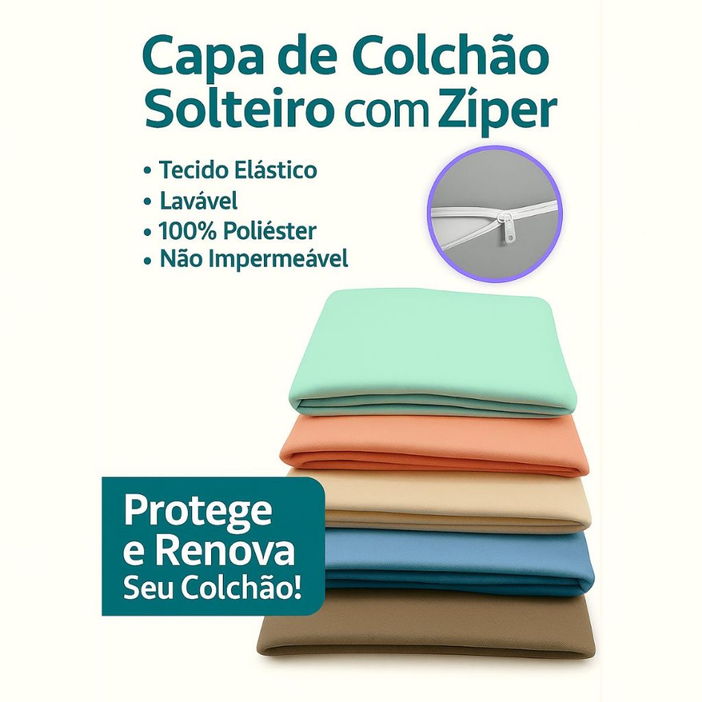 Capa Protetora para Colchão de Solteiro com Zíper Poliéster em Oferta na Shopee