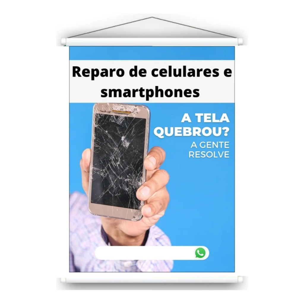 Banner Faixa I Reparo De Celulares I Conserto I Número De Telefone Editável I 60x90cm